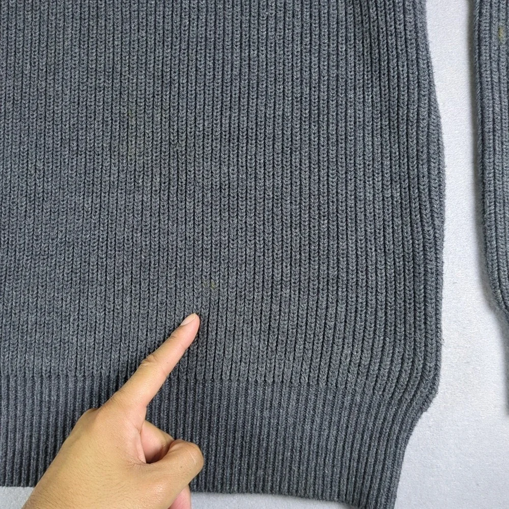 J Crew Woodsman Sweater Mens Large Gray Ribbed Suede Shoulder Patches Retail